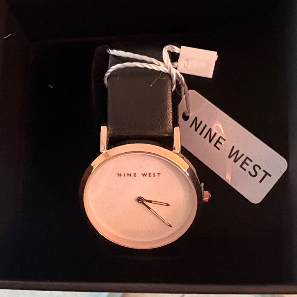 Nine West Black Strap Gold Case Watch